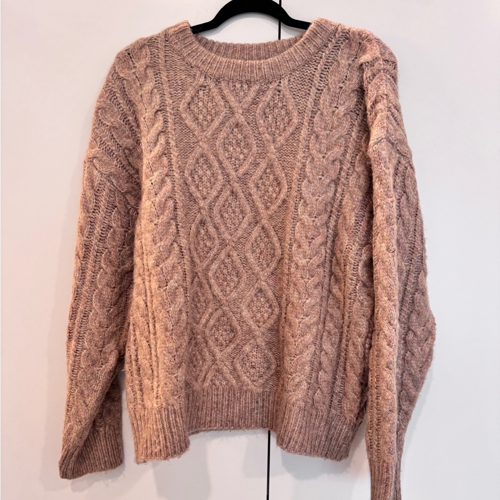 Daily Drills Tan Crew Neck Sweater with Textural Details